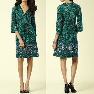 Soma Ombre Aquamarine Blue Dress Empire Waist Vneck Womens Size Small